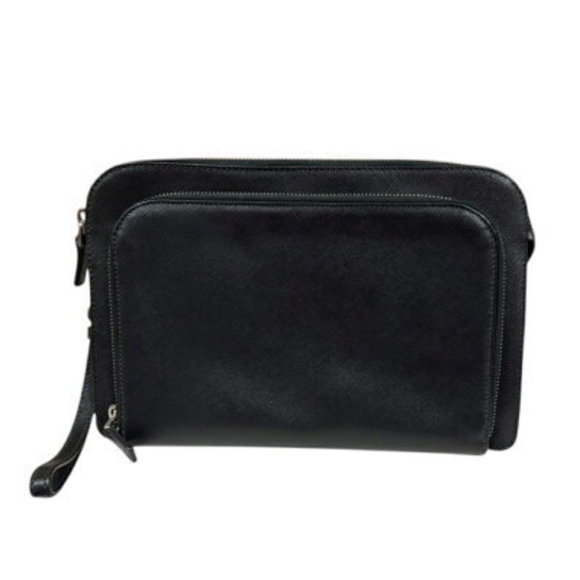 Prada Saffiano Black Bag Shoulder Leather - Picture 1 of 9